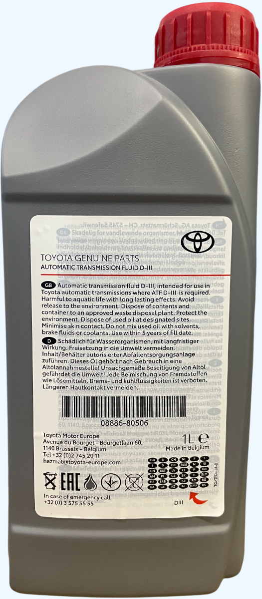 Олива трансмісійна Toyota ATF D-III 1л (08886-80506) (37555)